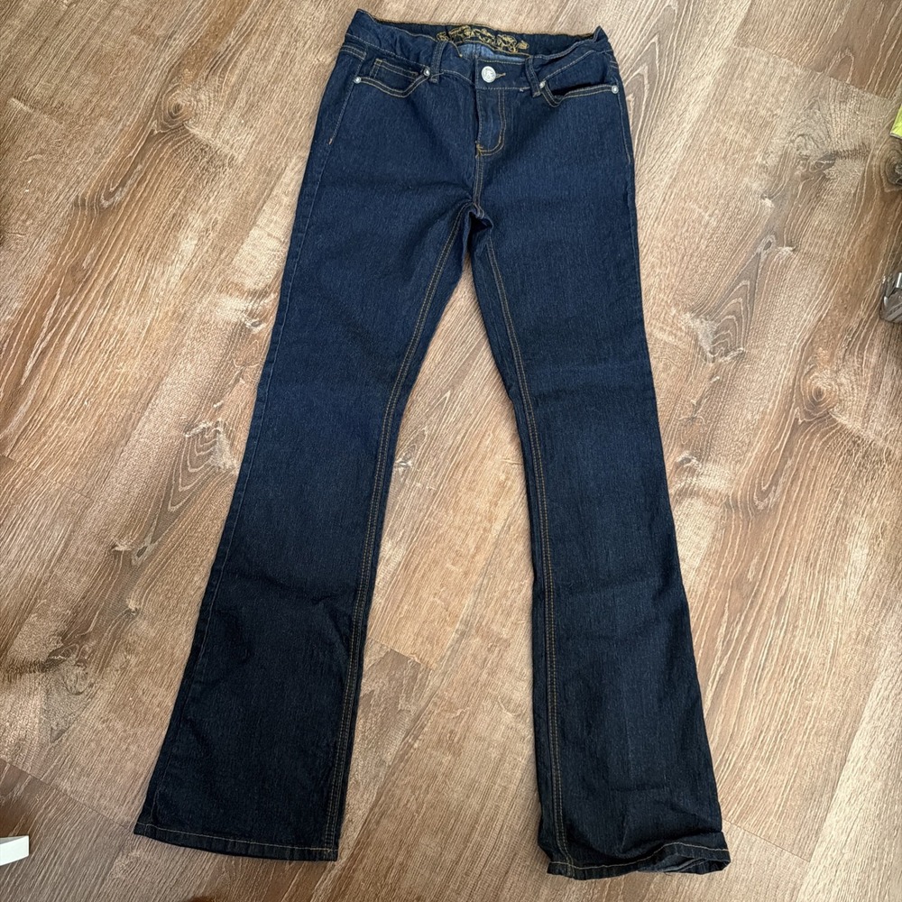 Wax Jean Bootcut Dark Blue Denim Jeans Dark Wash 5-Pocket Design Women Sz 9